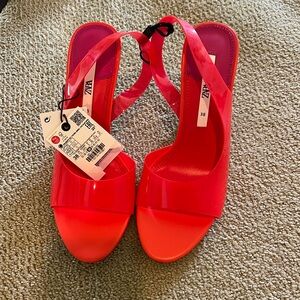 Orange zara high heels